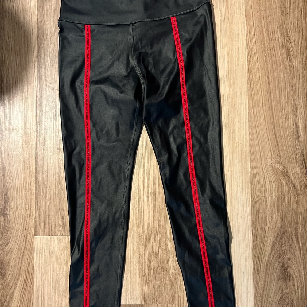 Black Leggings with Red Stripes